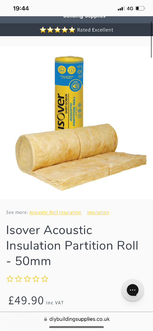 50mm Isover acoustic insulation